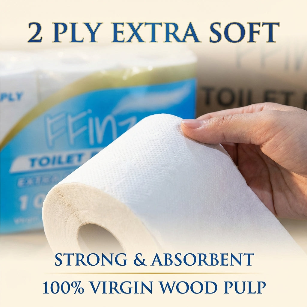 FFinz Extra Soft Toilet Tissue Roll-2 Ply 100% Virgin Wood Pulp(48 Roll) 12000 Sheets