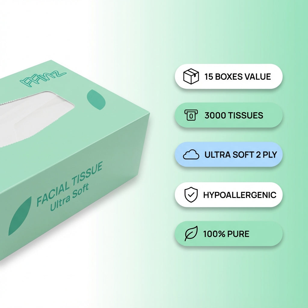FFinz Ultra Soft Facial Tissues – Premium Soft Touch. 15 box , 3000 Sheets