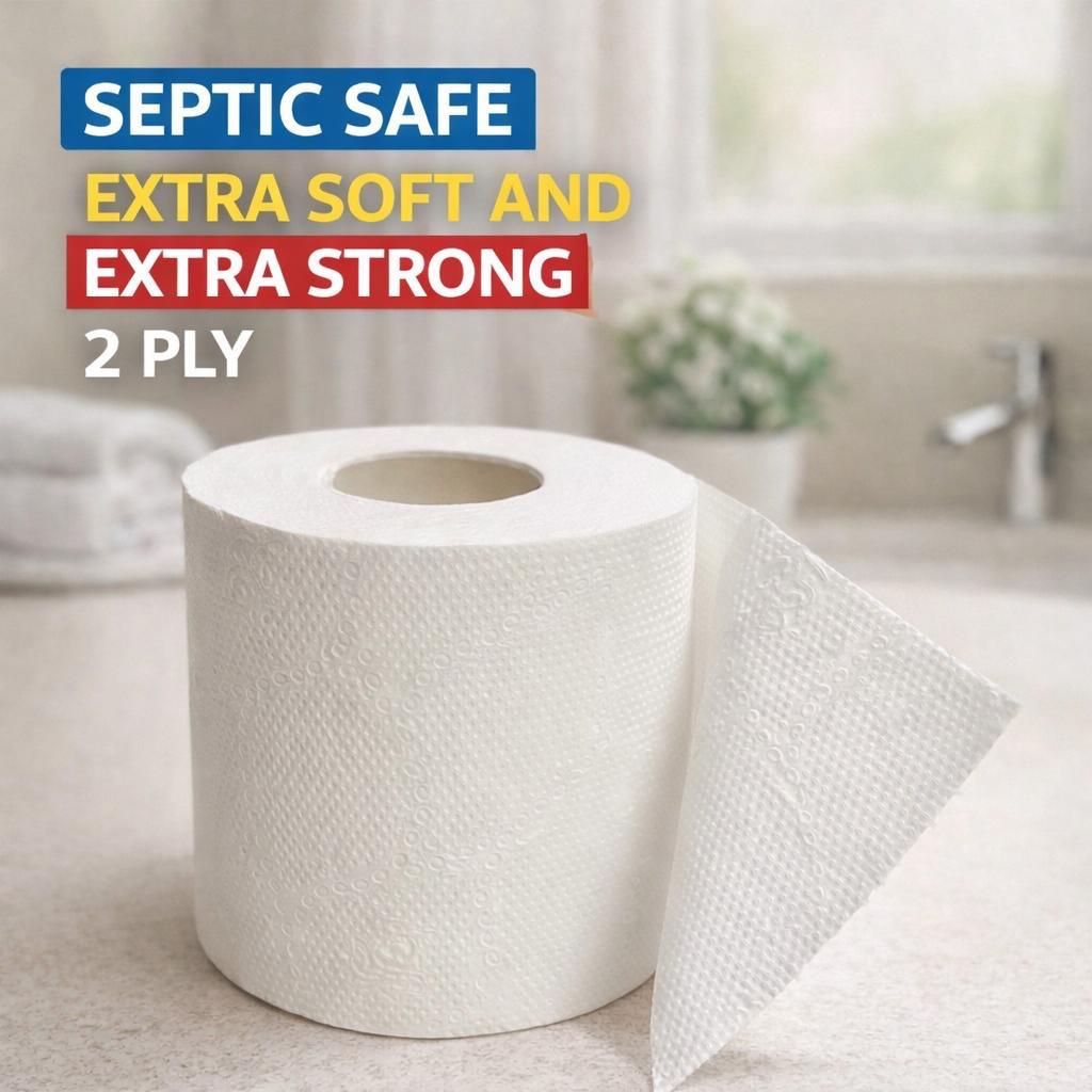 FFinz Extra Soft Toilet Tissue Roll-2 Ply 100% Virgin Wood Pulp(48 Roll) 12000 Sheets