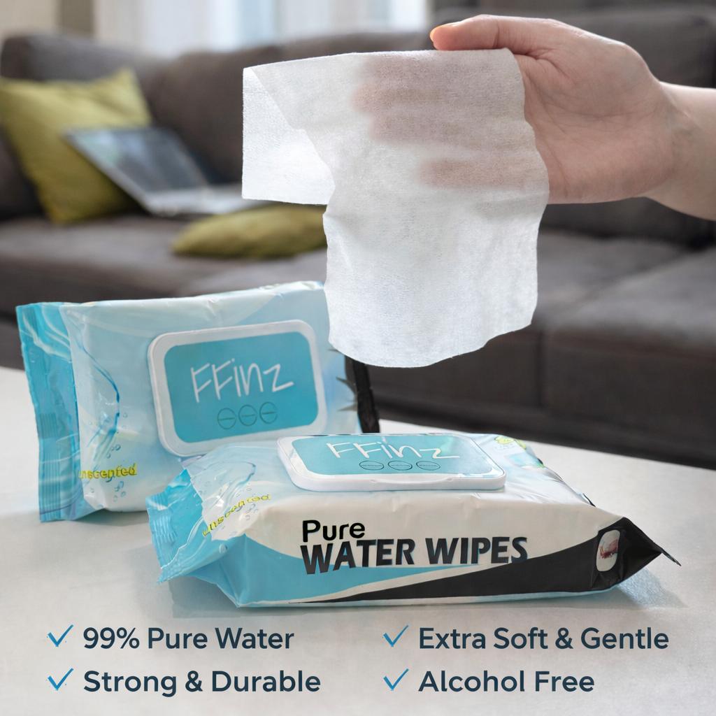 FFinz Baby Water Wipes – 99.9% Pure Water, Hypoallergenic, Fragrance-Free, Sensitive Baby Skin Wipes – Gentle & Soft. 12 Pack, 960 Wipes