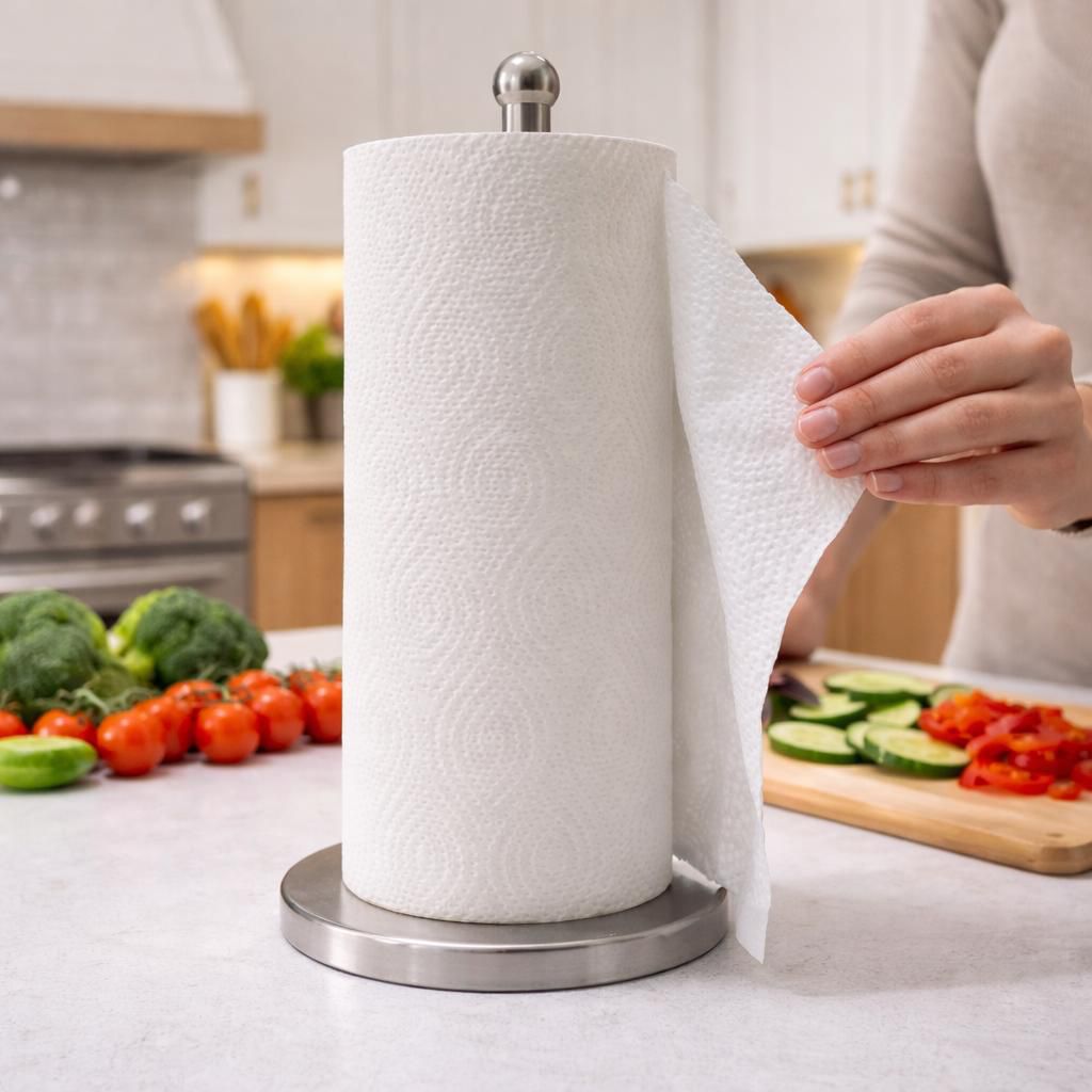 FFinz Kitchen Towels Paper – Extra Absorbent, 100% Virgin Wood Pulp, Oil Remover. 12 Roll, 1200 Sheets