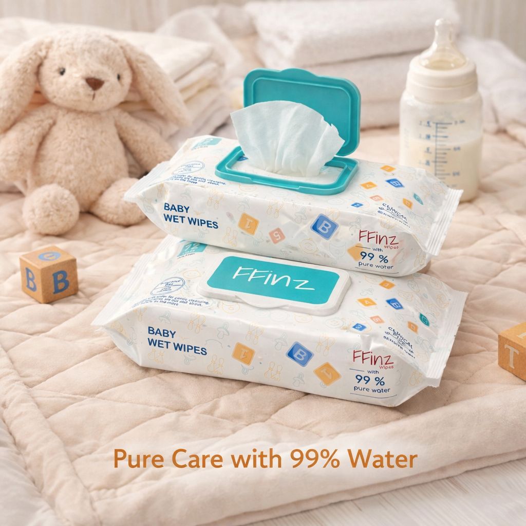 FFinz Baby Wet Wipes – 99% Pure Water, Fragrance Free, Gentle & Soft for Sensitive Skin. 12 Pack, 864 Wipes