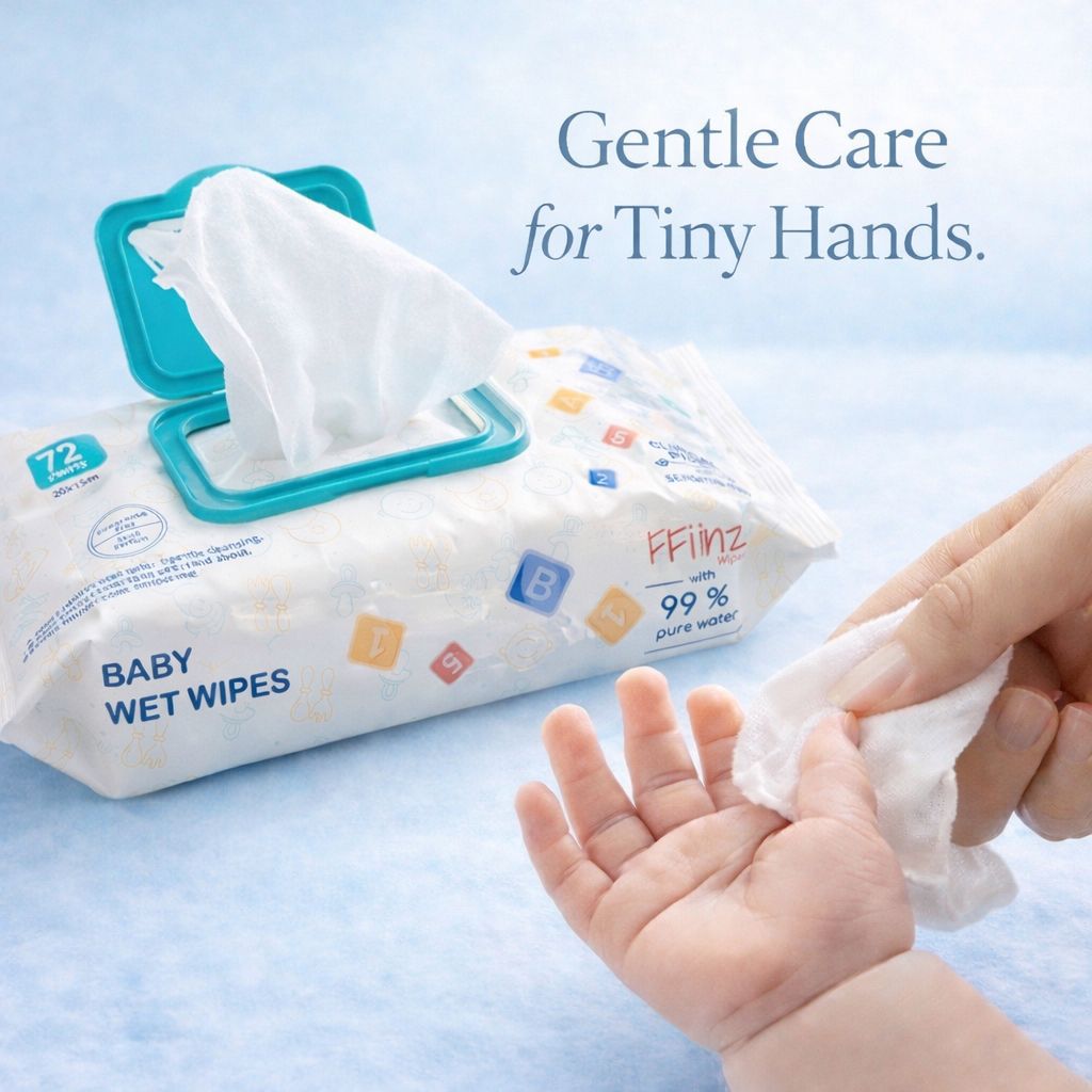 FFinz Baby Wet Wipes – 99% Pure Water, Fragrance Free, Gentle & Soft for Sensitive Skin. 12 Pack, 864 Wipes