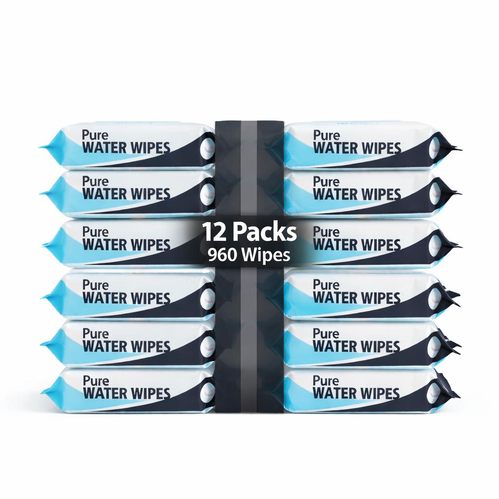FFinz Baby Water Wipes – 99.9% Pure Water, Hypoallergenic, Fragrance-Free, Sensitive Baby Skin Wipes – Gentle & Soft. 12 Pack, 960 Wipes