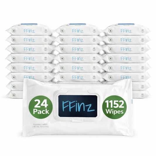 FFinz Flushable Wipes for Adults – Unscented with Aloe & Vitamin E – Septic Safe, Thick & Gentle Bathroom Wipes. 24 Pack, 1152 Wipes.